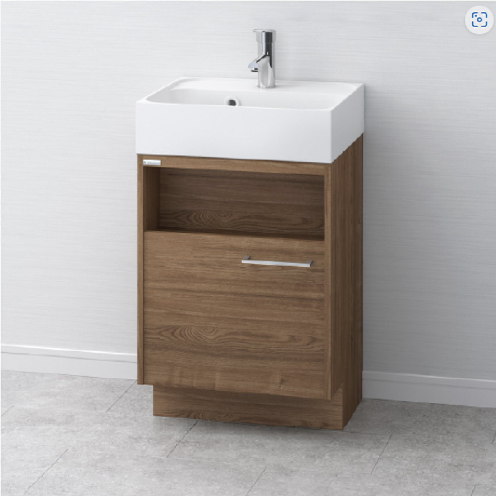 【アサヒ衛陶】デザイン化粧台 DUKE デューク[W500・1枚扉・チェスナットブラウン（C1）] LKDU500TFNJC1