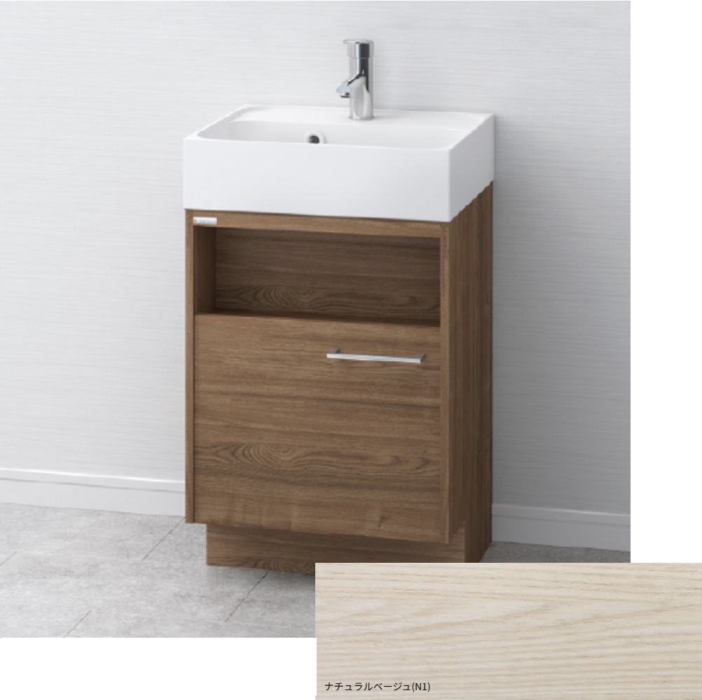 【アサヒ衛陶】デザイン化粧台 DUKE デューク[W500・1枚扉・ナチュラルベージュ（N1）] LKDU500TFNJN1