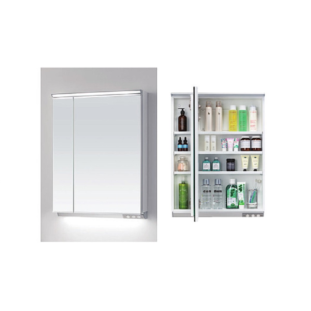 【アサヒ衛陶】化粧鏡[W・二面鏡・中収納タイプ・LED照明]MML600N