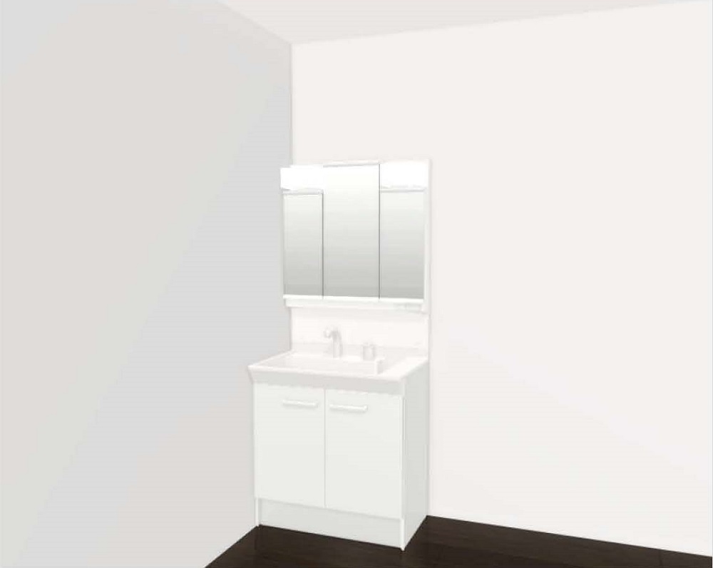 【LIXIL】洗面化粧台PV [間口750・3面鏡・LED照明]　PV1N-755SY/VP1H+MPV1-753TYJ